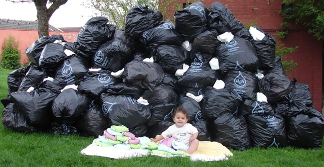 Disposable nappy mountain