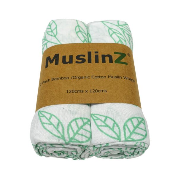 green leaf swaddle muslinz 120cm x 120cm