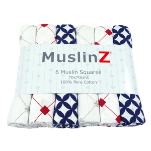 MuslinZ pure cotton 70 x 70cm squares 6 pack