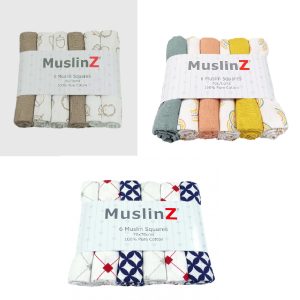 MuslinZ pure cotton 70 x 70cm squares 6 pack